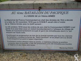 Plaque Commémorative du 4e Bataillon du Pacifique