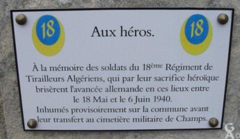 Plaque Commémorative du 18e Régiment de Tirailleurs Algériens