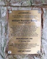 Plaque Commémorative William Norman BURNS