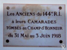 Plaque Commémorative du 144e RI