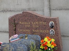 monument avec stèle gravée Maurice Lamotte et Lucienne Marchand, et photos - natty