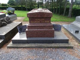 monument surélevé en granit rose avec croix posée dessus - Natty