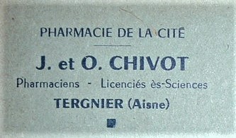 CHIVOT J Et O Pharmaciens Tergnier - Enveloppe